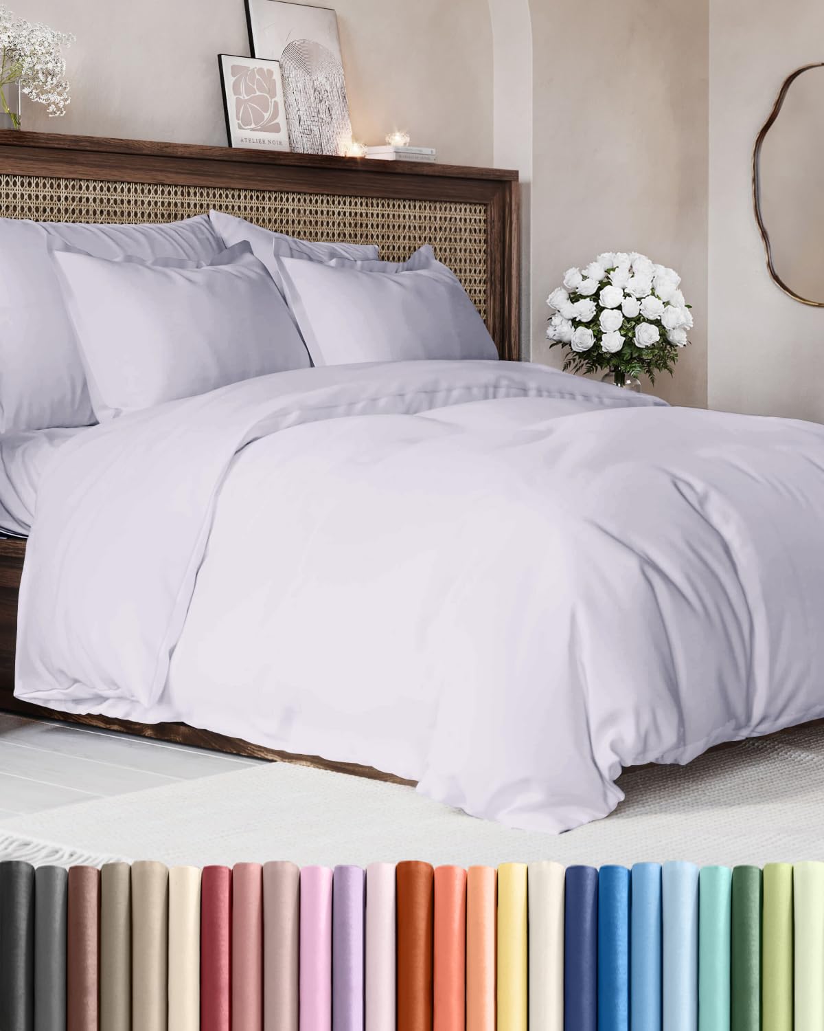 Duvet Cover Queen Size - Extra Soft 3 Piece with Zipper Closure - White