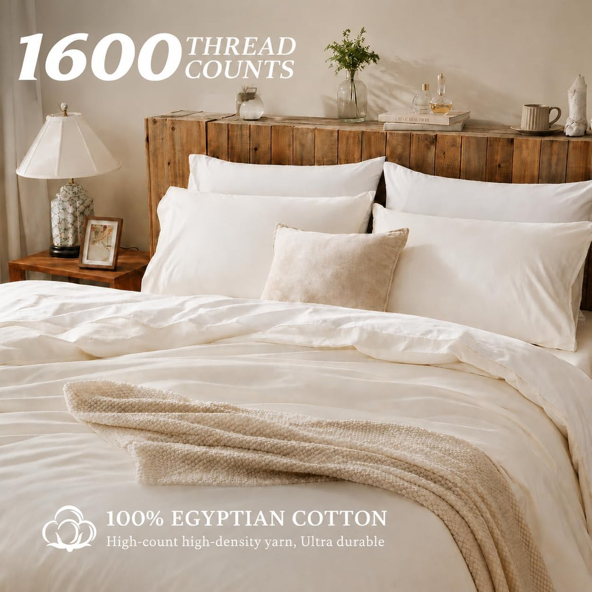 Cream White Duvet Cover Queen Size Ultra Soft 100% Egyptian Cotton