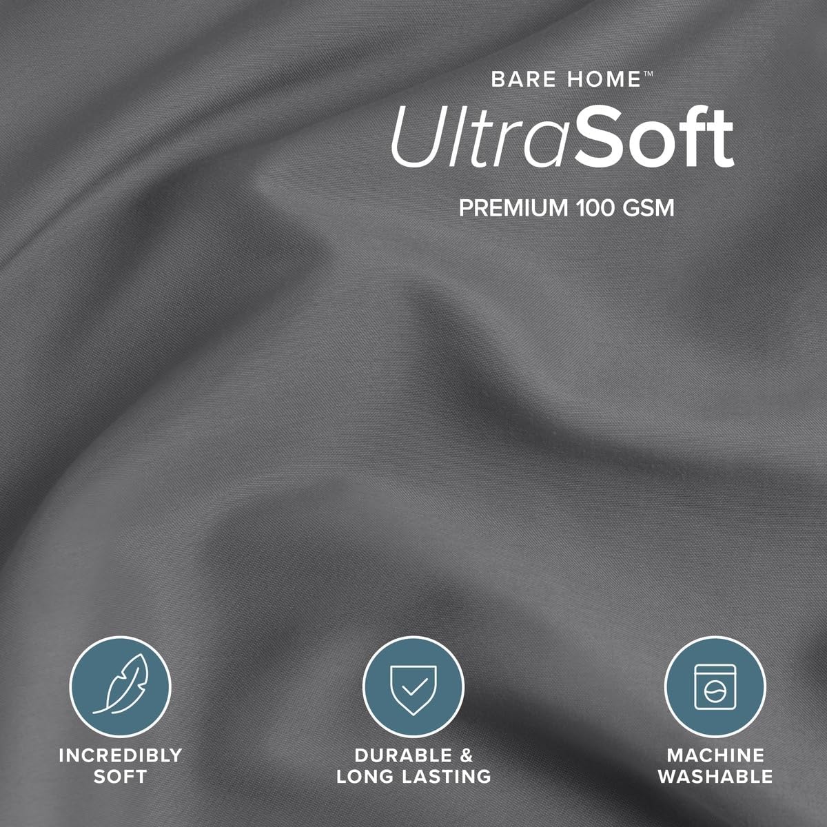 Bare Home Duvet Cover Set 1800 Ultra-Soft (Queen, Grey)