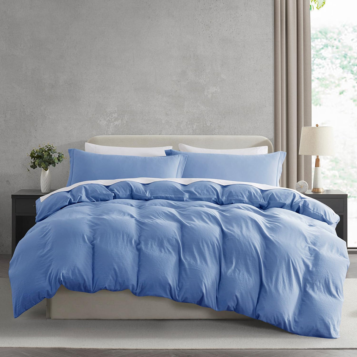 Nestl White Duvet Cover Queen Size - Soft Double Brushed Queen Duvet Cover Set, 3 Piece, with Zipper Closure, 1 Duvet Cover 90x90 inches and 2 Pillow Shams