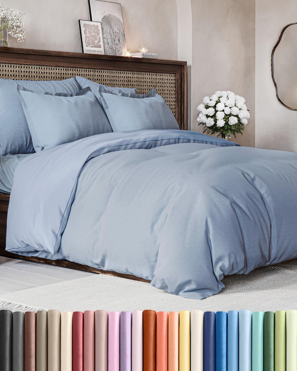Duvet Cover Queen Size - Extra Soft 3 Piece with Zipper Closure - White