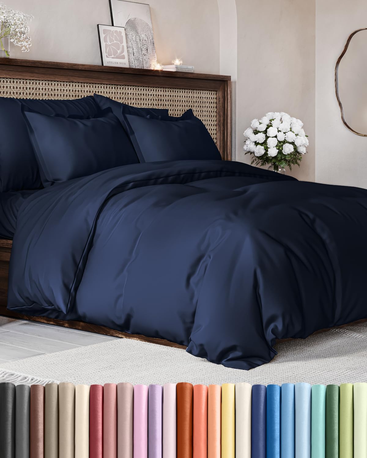 Duvet Cover Queen Size - Extra Soft 3 Piece with Zipper Closure - White