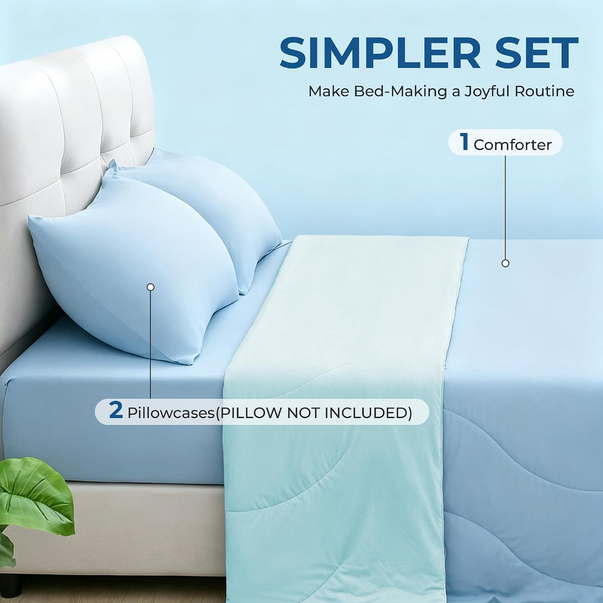 BDEUS Cooling Comforter Twin/Twin XL Size with 2 Pillowcases Set, Soft Cooling Blanket for Hot Sleeper, Lightweight Summer Quilt, Cold Ice Feeling Double Side Bed Set for Dorm Room, 68"X90", Blue