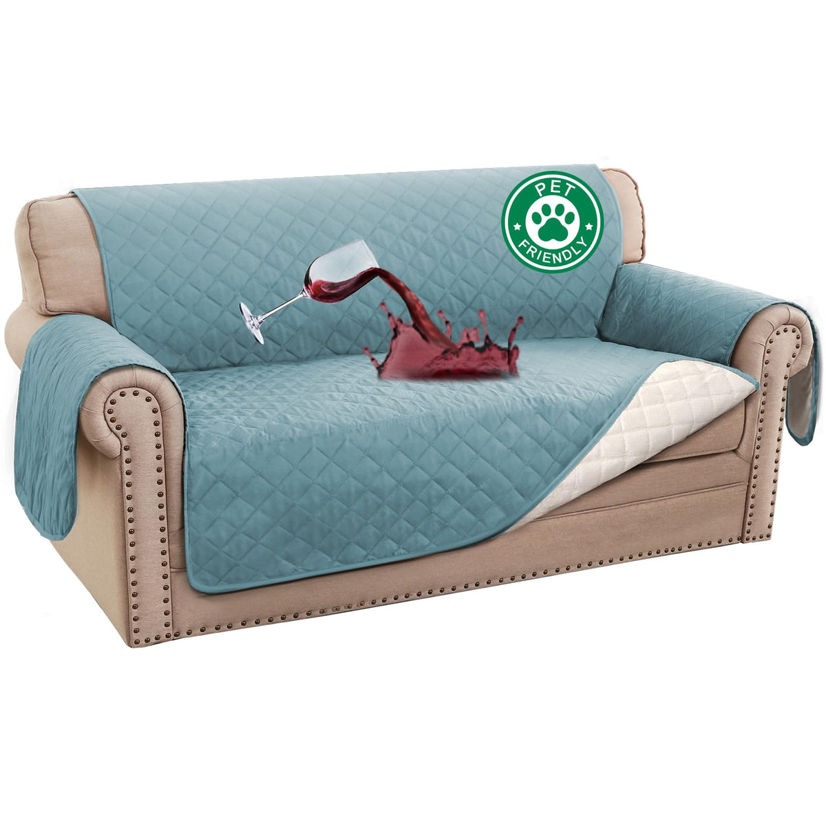 Turquoize 100% Waterproof Sofa Covers Couch Cover for Dogs, Sofa 70"