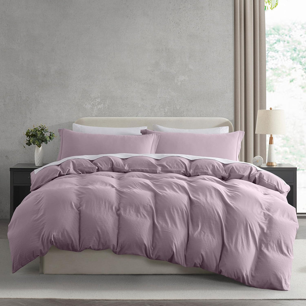 Nestl White Duvet Cover Queen Size - Soft Double Brushed Queen Duvet Cover Set, 3 Piece, with Zipper Closure, 1 Duvet Cover 90x90 inches and 2 Pillow Shams