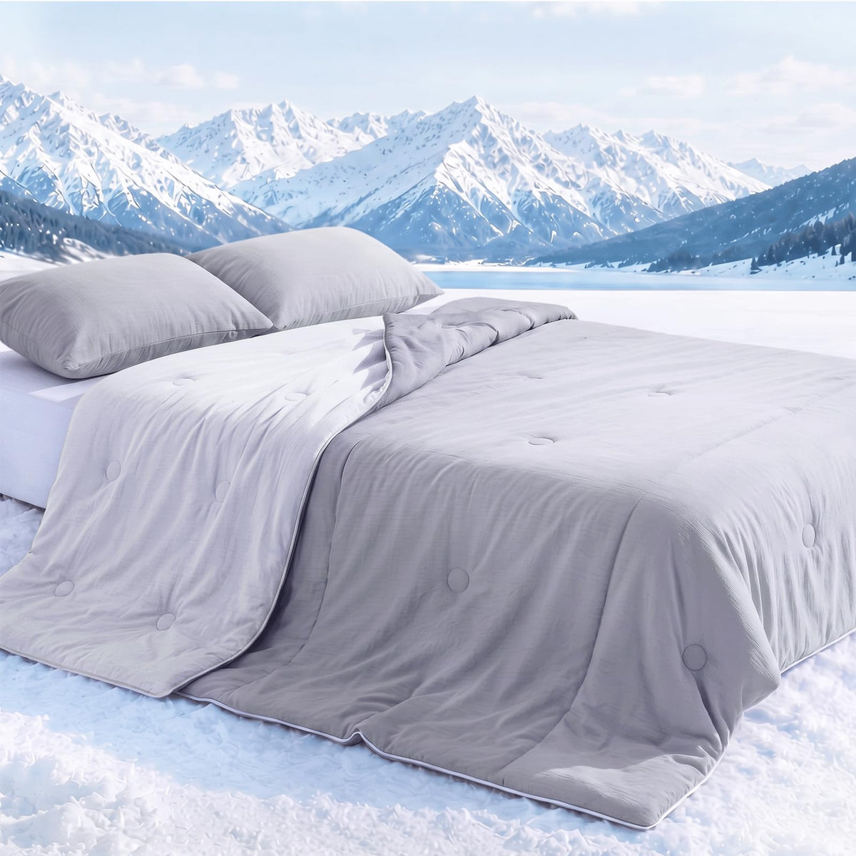 Newwiee Cooling Comforter Queen Size for Dorm Room, Blue
