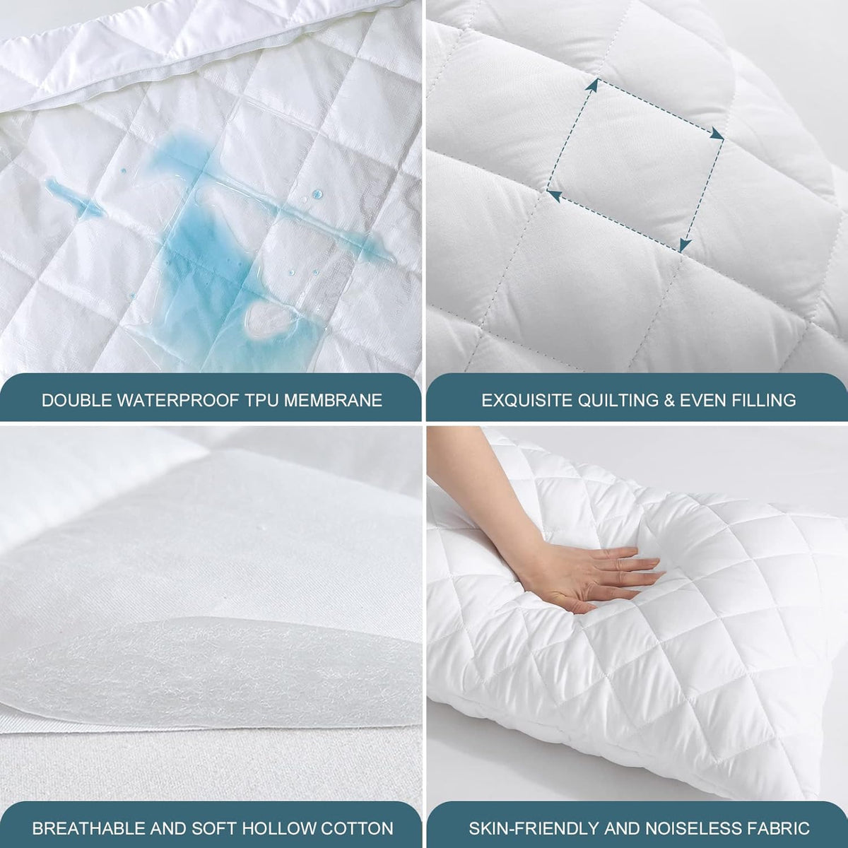 UNILIBRA 2 Pack Waterproof Pillow Protector Quilted Queen Size(21"X30")