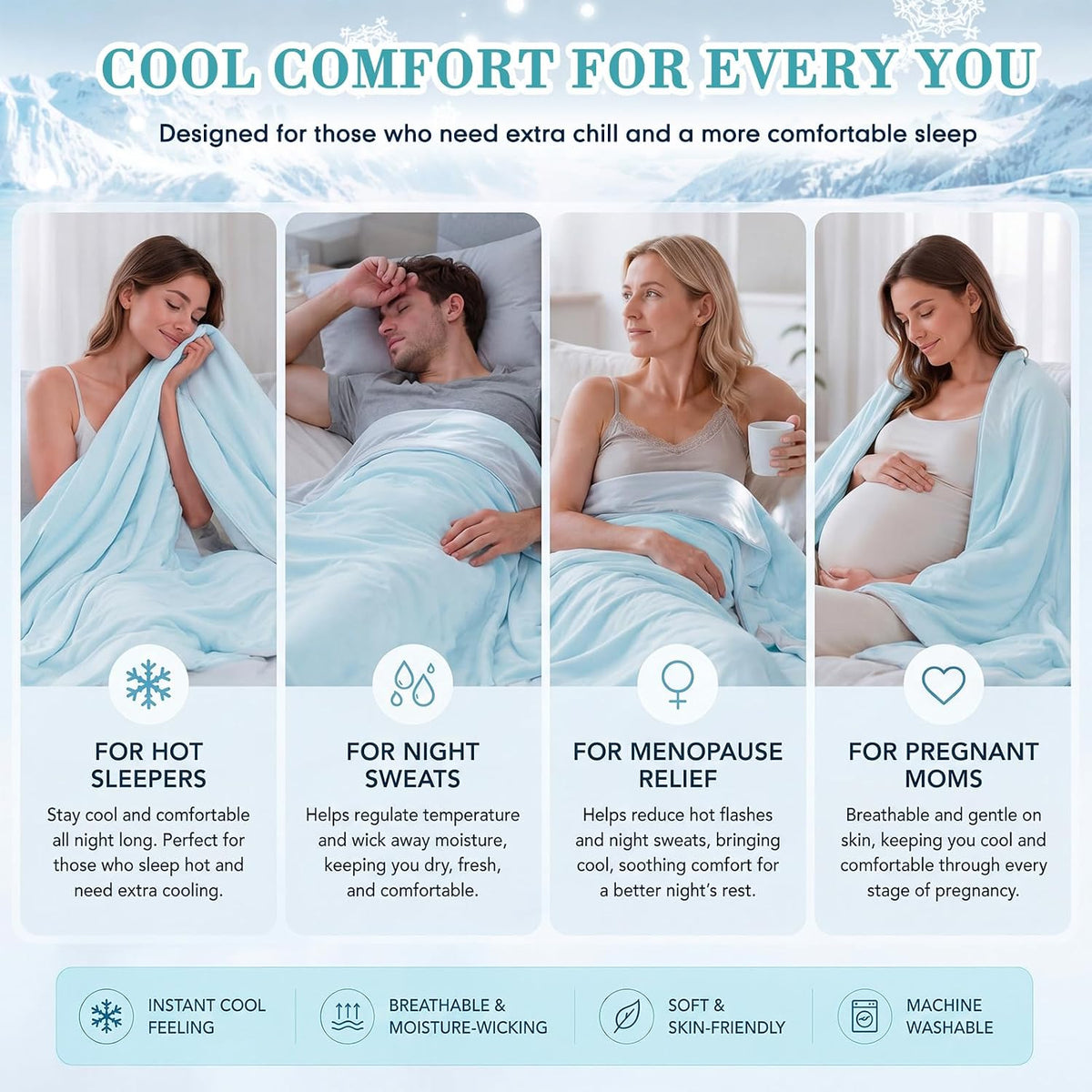 Newwiee Cooling Comforter Queen Size for Dorm Room, Blue
