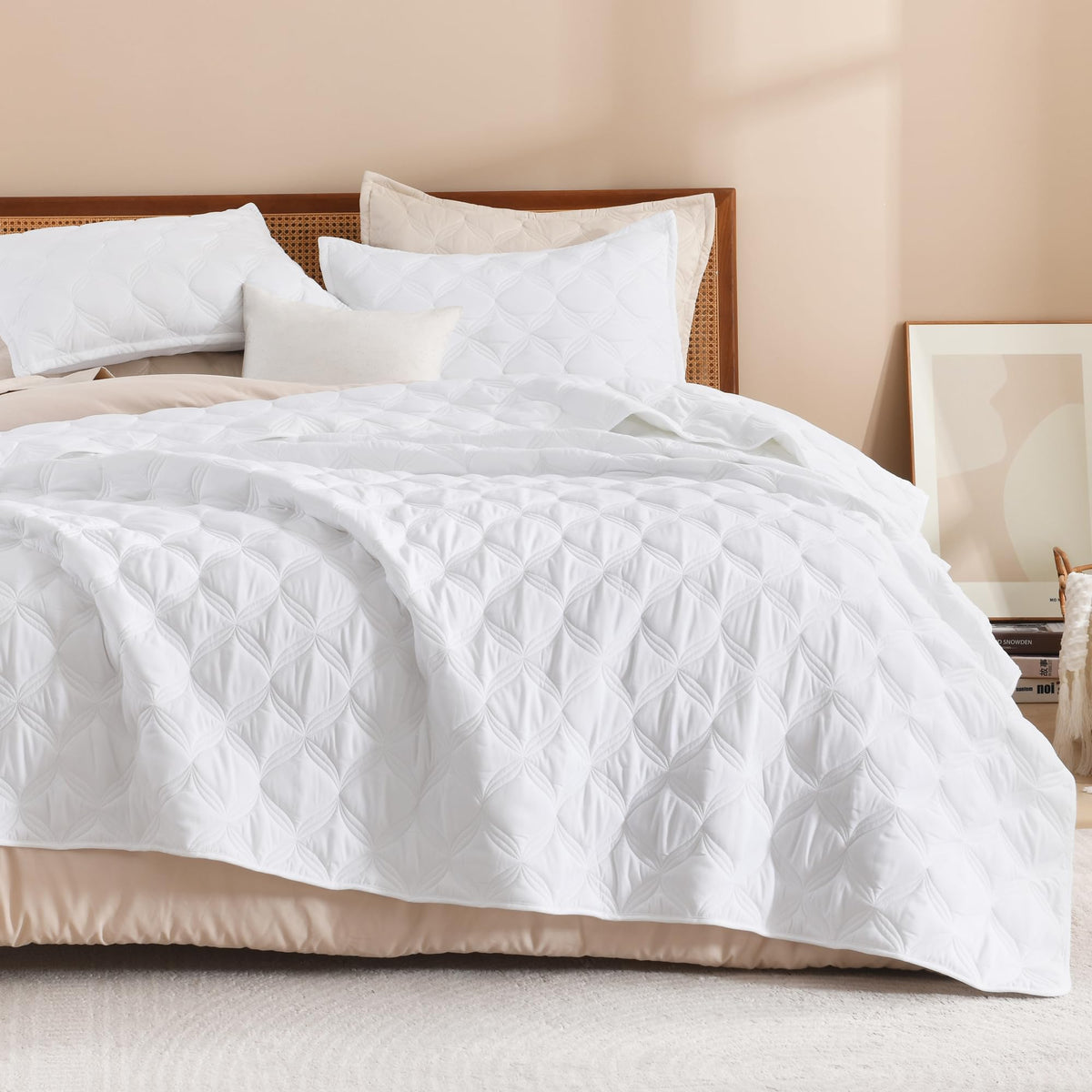 Litanika King Quilt Bedding Set, 3 Pieces Teal Blue Bedspreads Set