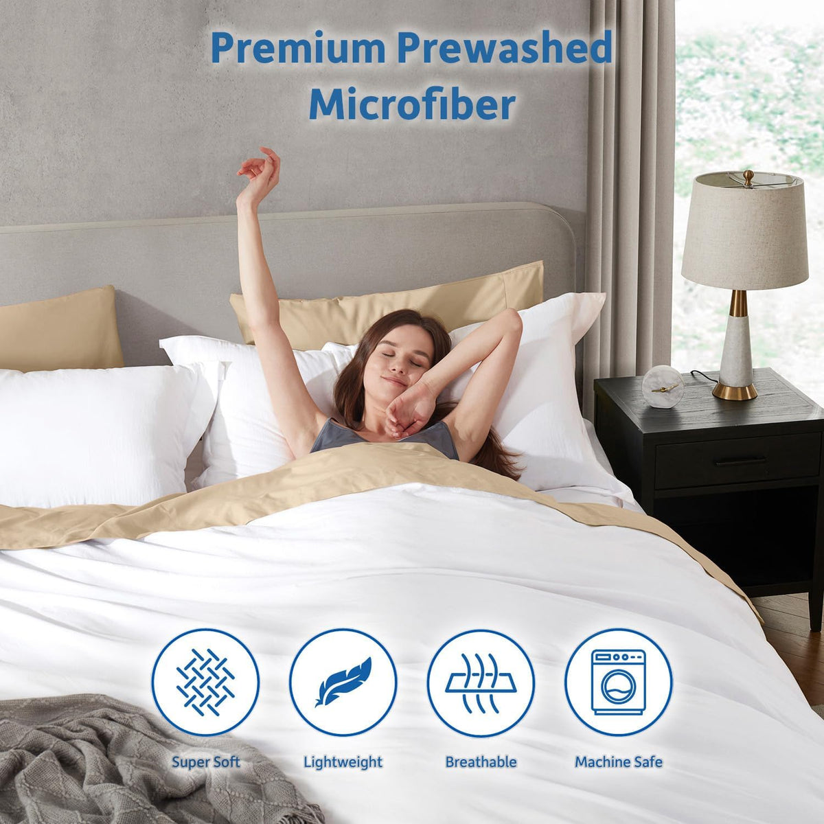 Nestl White Duvet Cover Queen Size - Soft Double Brushed Queen Duvet Cover Set, 3 Piece, with Zipper Closure, 1 Duvet Cover 90x90 inches and 2 Pillow Shams
