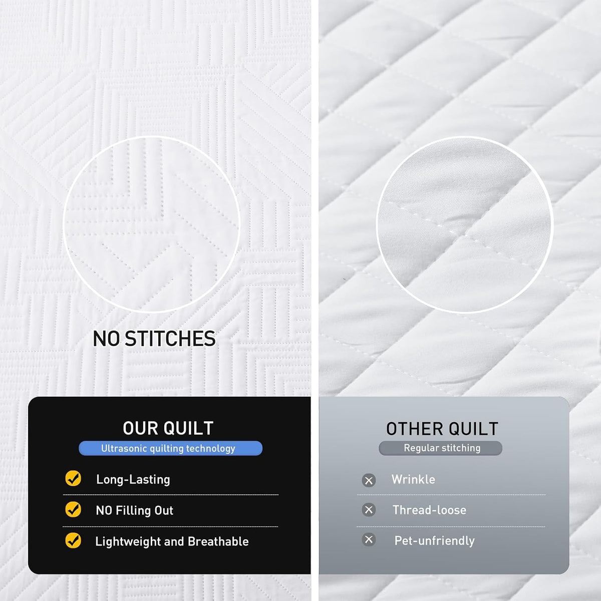 Lavsiry White Quilt Full/Queen Size, 3 Pieces Bedspread Set