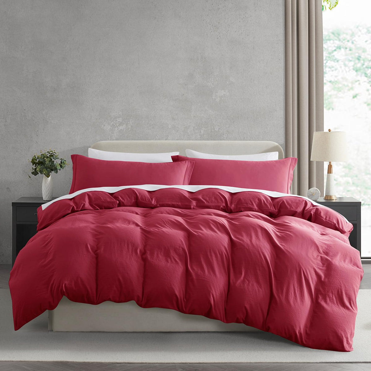 Nestl White Duvet Cover Queen Size - Soft Double Brushed Queen Duvet Cover Set, 3 Piece, with Zipper Closure, 1 Duvet Cover 90x90 inches and 2 Pillow Shams