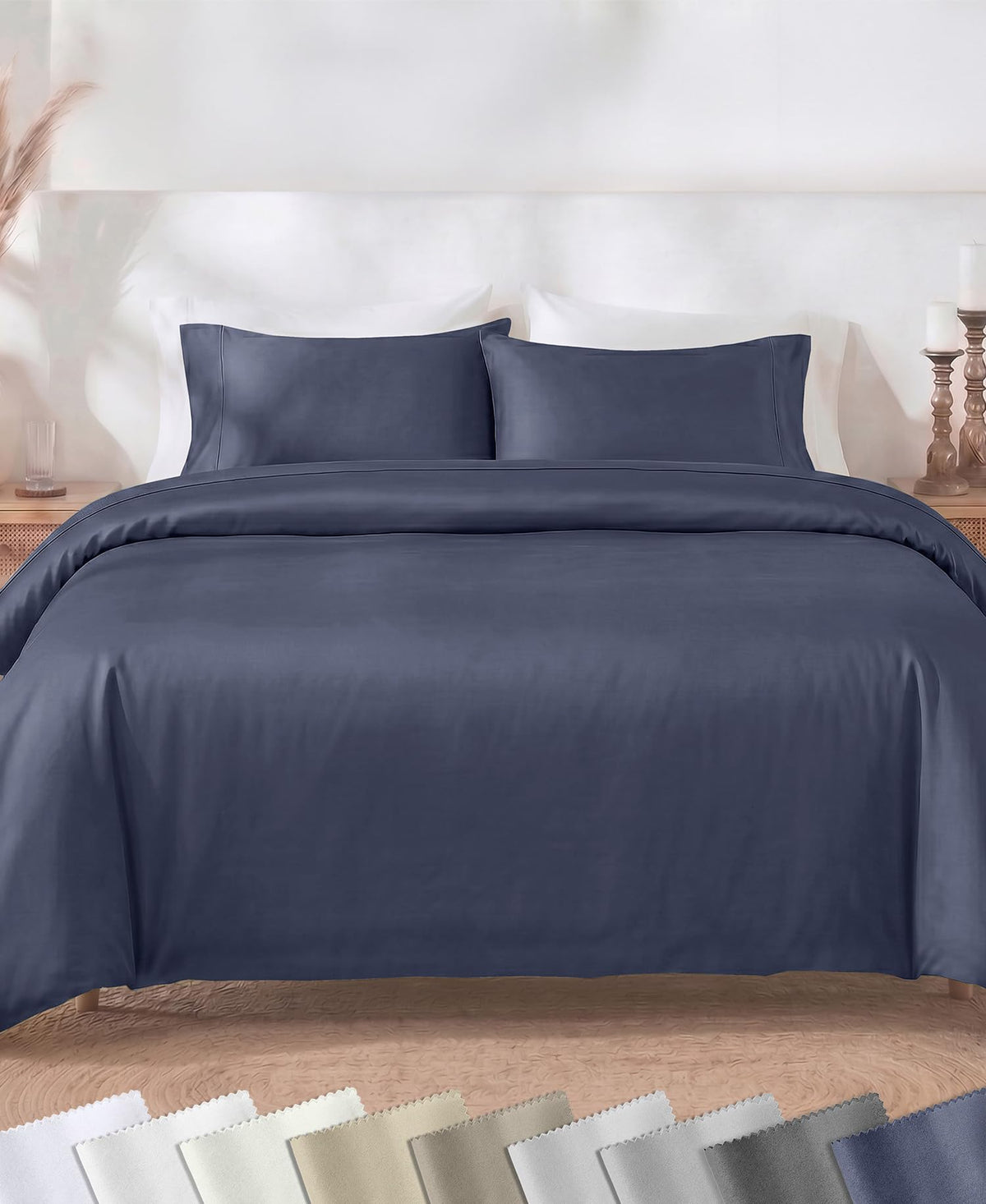 California Design Den Luxury Duvet Cover Set King, Striped White