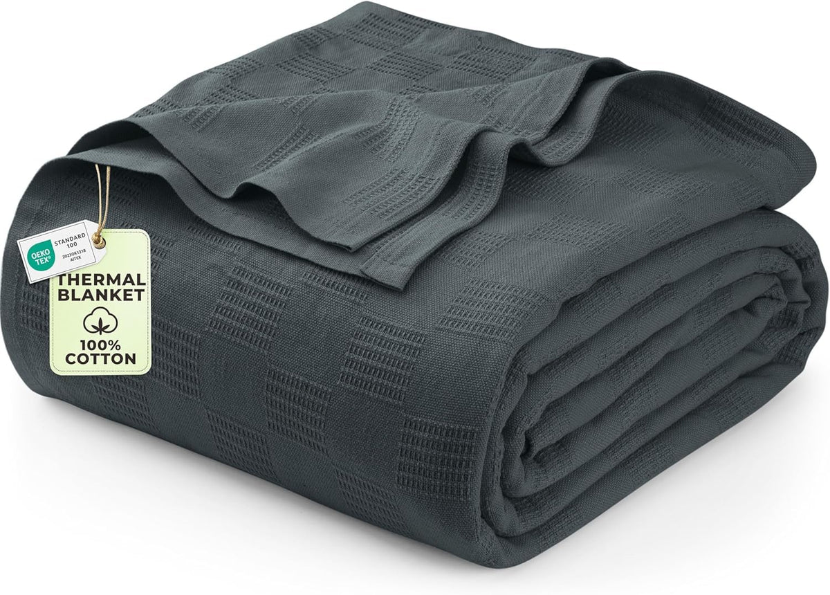 Utopia Bedding 100% Cotton Thermal Blanket White Twin, 90x72 Inches