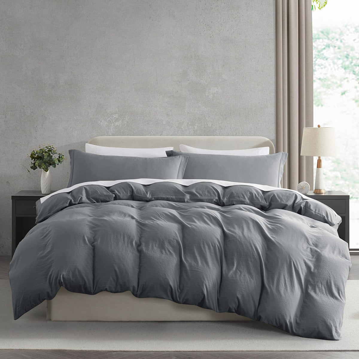 Nestl White Duvet Cover Queen Size - Soft Double Brushed Queen Duvet Cover Set, 3 Piece, with Zipper Closure, 1 Duvet Cover 90x90 inches and 2 Pillow Shams