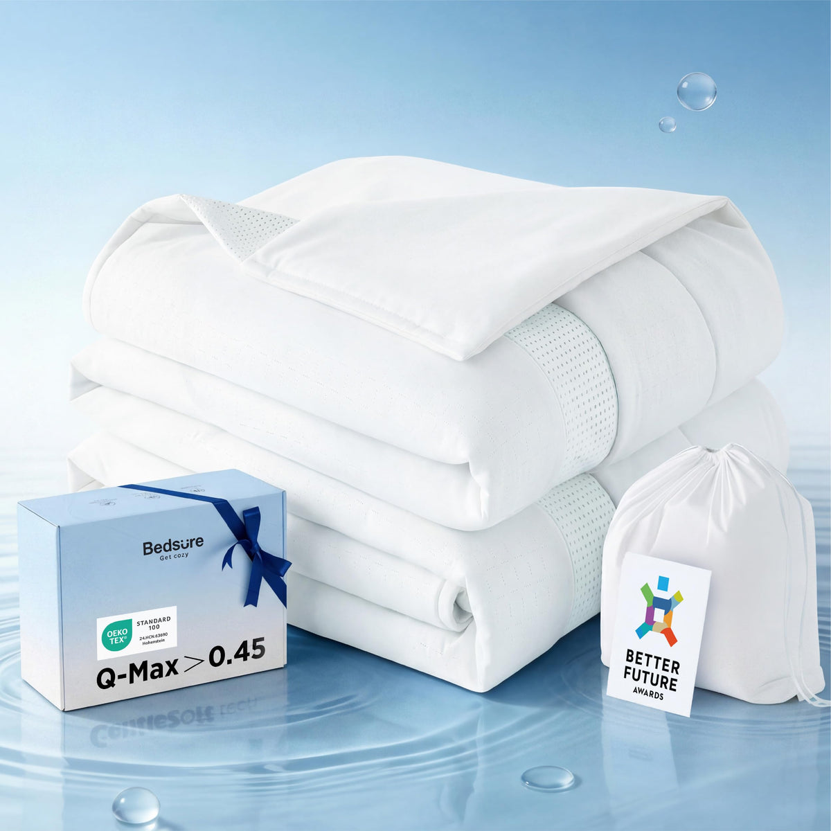 Bedsure CoolOxy Cooling Comforter King, 4X Breathable & Q-Max>0.45, Grey