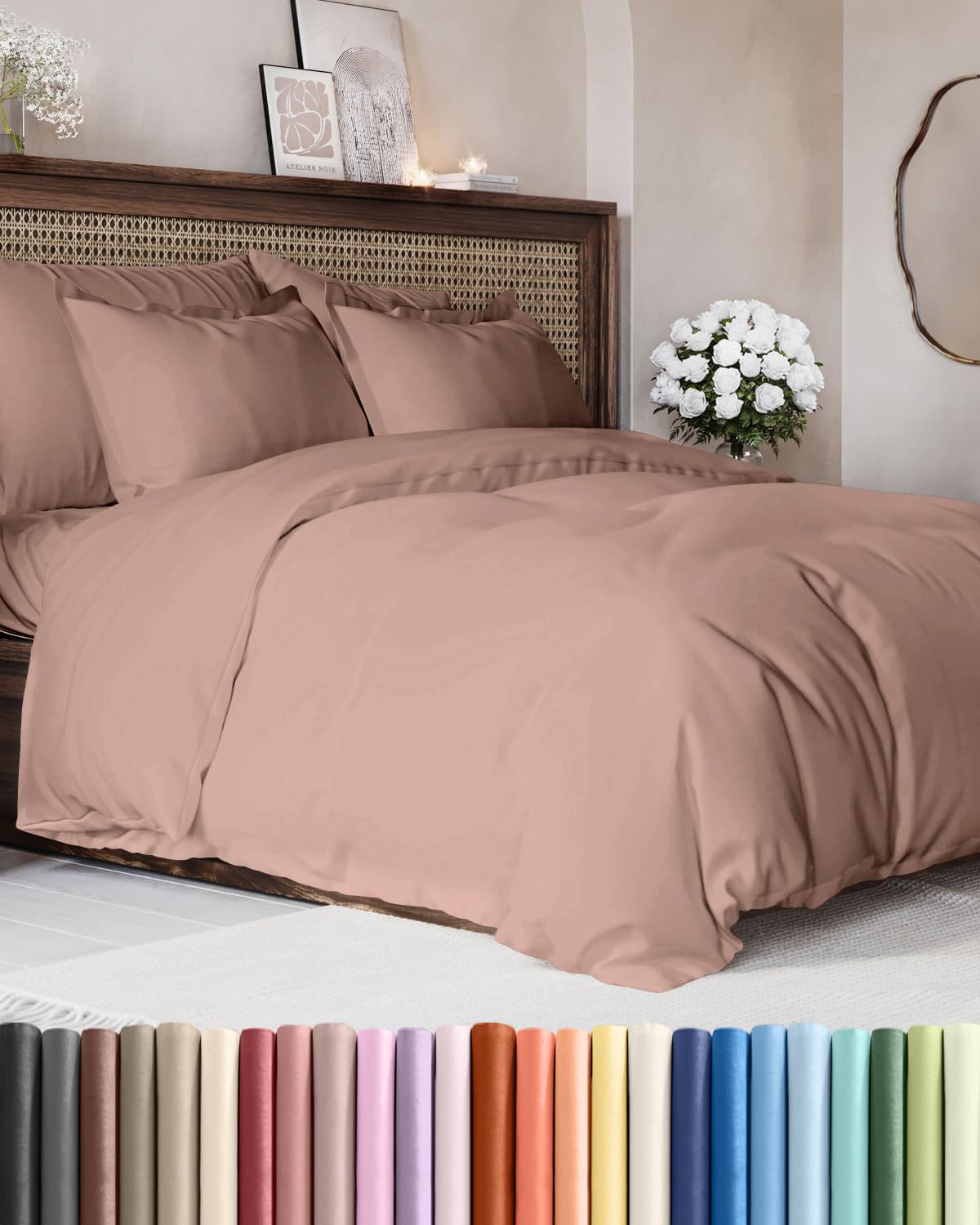 Duvet Cover Queen Size - Extra Soft 3 Piece with Zipper Closure - White
