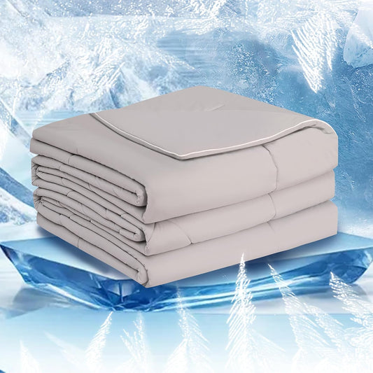 Grey Cooling Comforter Queen Size(90"x90"),Double Sided Cooling Comforter Absorb Body Heat to Keep Cool,Cooling Blankets for Hot Sleepers and Night Sweats,Q-Max>0.5,Breathable&Lightweight Duvet Insert