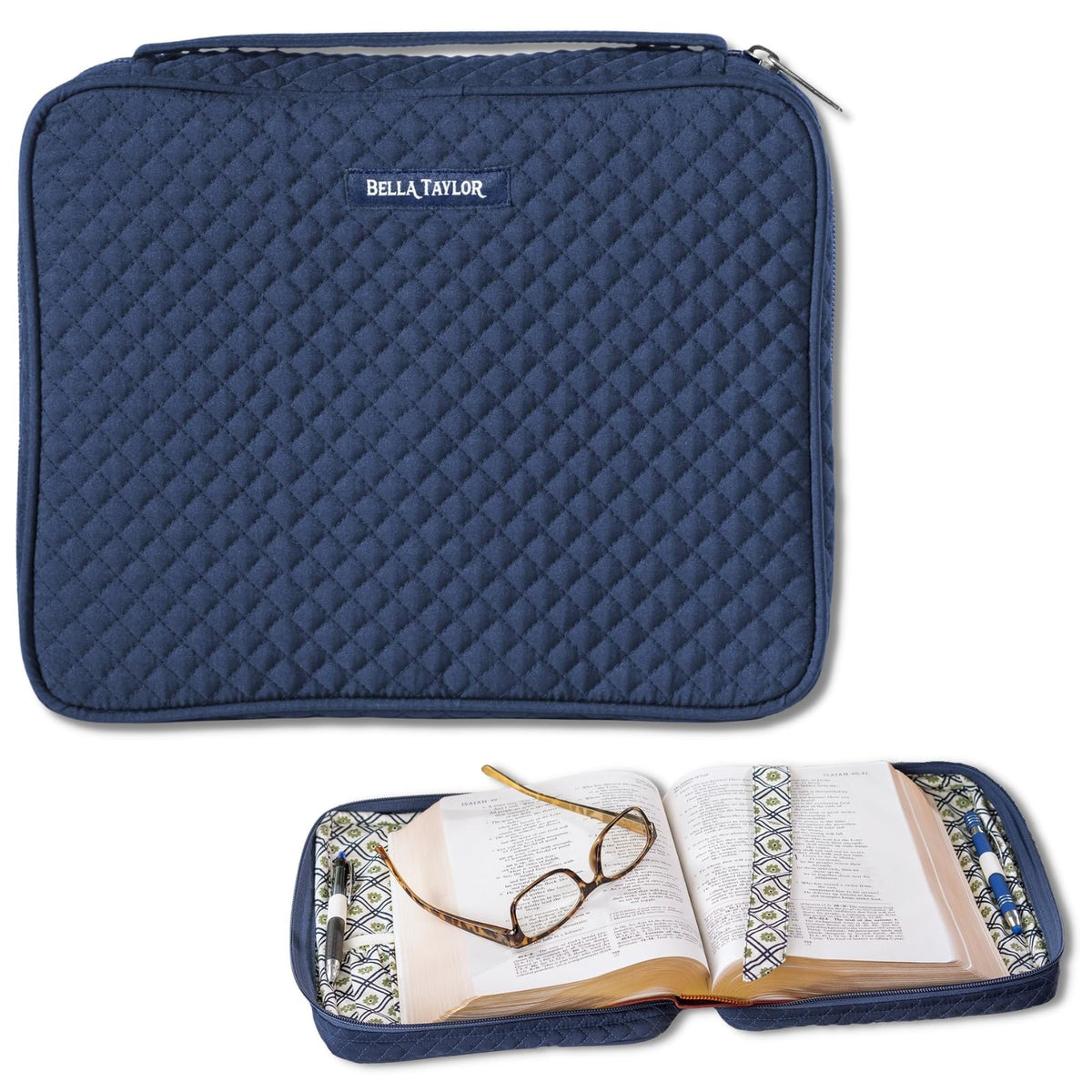 Bella Taylor Bible Cover, Quilted Bible Case, Khaki Patchwork