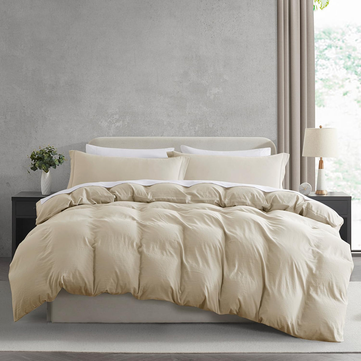 Nestl White Duvet Cover Queen Size - Soft Double Brushed Queen Duvet Cover Set, 3 Piece, with Zipper Closure, 1 Duvet Cover 90x90 inches and 2 Pillow Shams