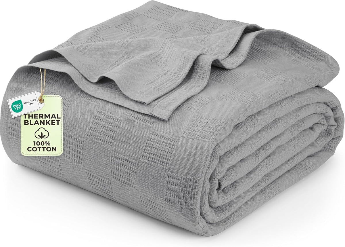 Utopia Bedding 100% Cotton Thermal Blanket White Twin, 90x72 Inches