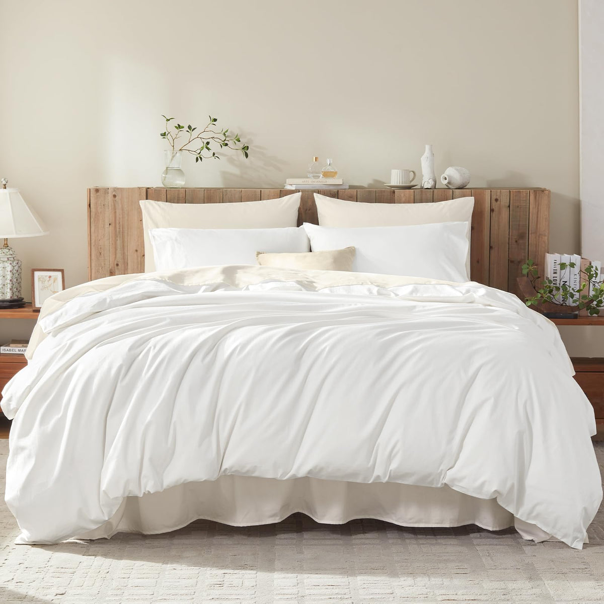 Cream White Duvet Cover Queen Size Ultra Soft 100% Egyptian Cotton