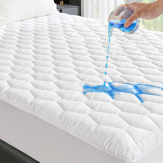 GRT Twin Mattress Protector Waterproof, Hollow Cotton Quilted Mattress Pad