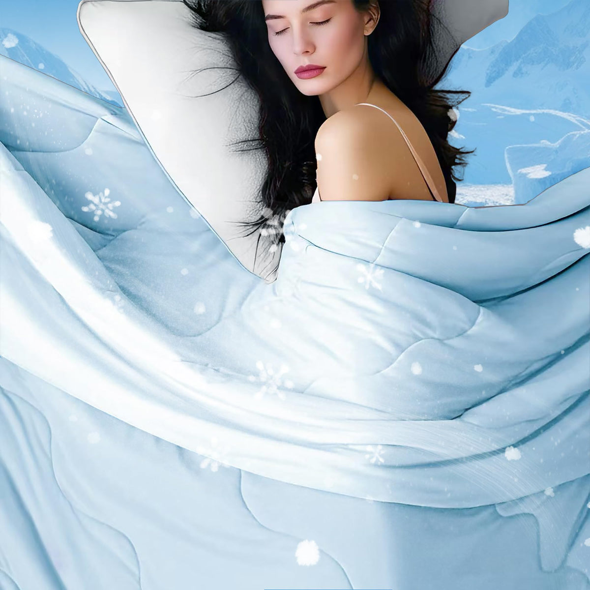 DOWNCOOL Cooling Comforter Queen Size,Grey Cooling Blanket for Hot Sleeper