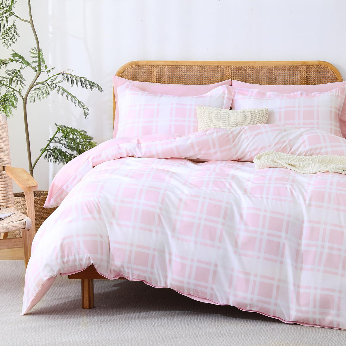 LONAVA Queen Floral 3 Pcs Duvet Cover Set, Breathable Soft Microfiber Glass Green Lining Comforter Cover with Zipper Closure, and 2 Anti-Pilling, Fade Resistant Pillowcases, Fall Floral