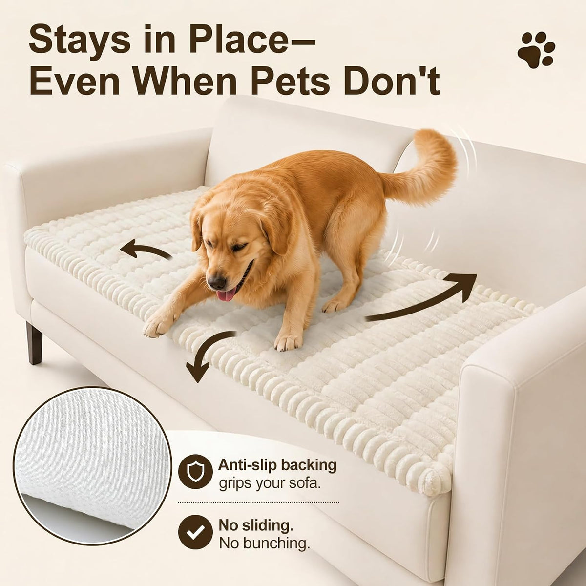 decorUhome Couch Cover for Dogs, Non Slip Fuzzy Thick Pet Sofa Protector