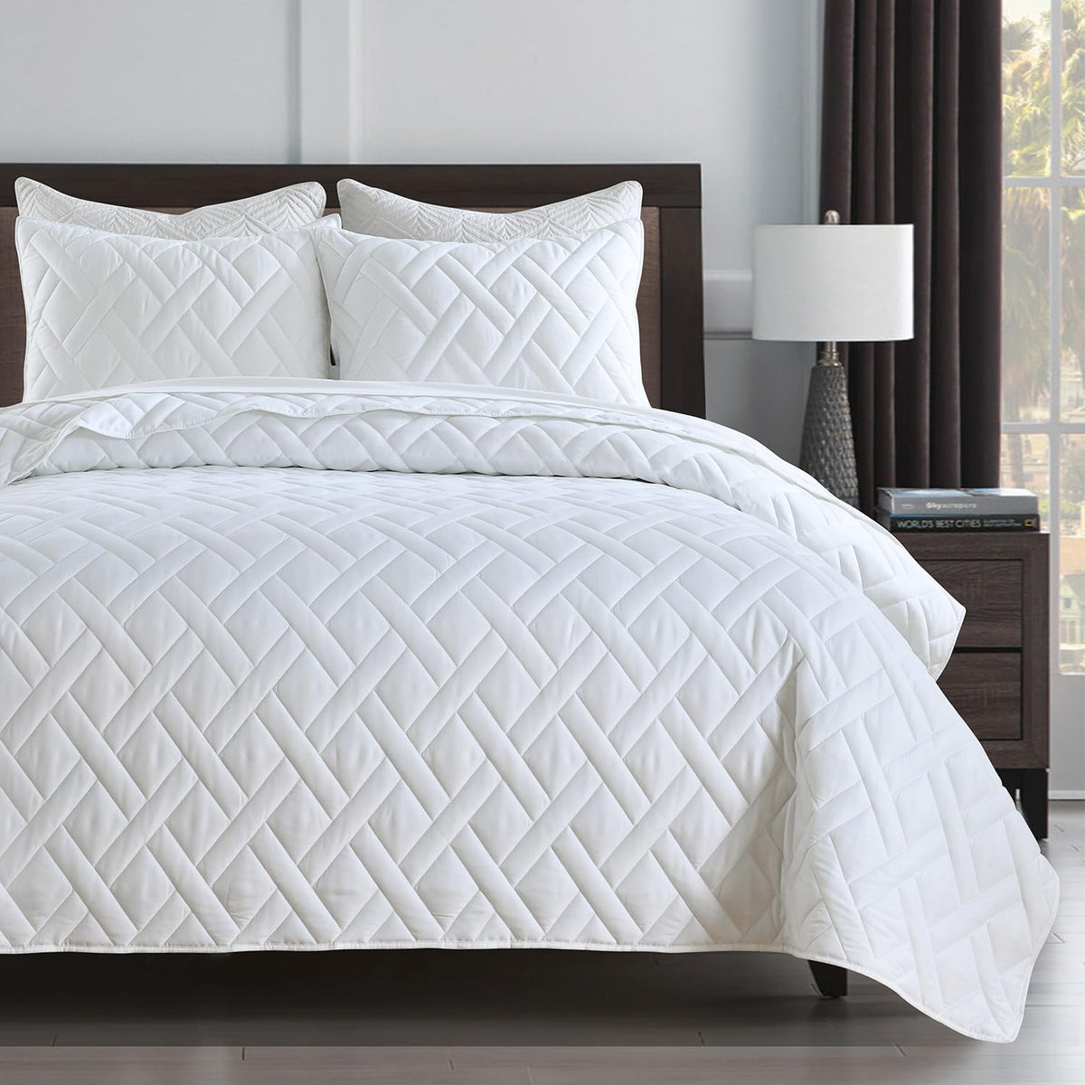 HORIMOTE HOME Quilt Twin Size Dusty Blue, Lightweight Quilt for Summer Ultra-Soft Microfiber Modern Style Quilted Clouds Pattern Bedspread Quit Set 2 Pieces (1 Quilt and 1 Pillow Sham)