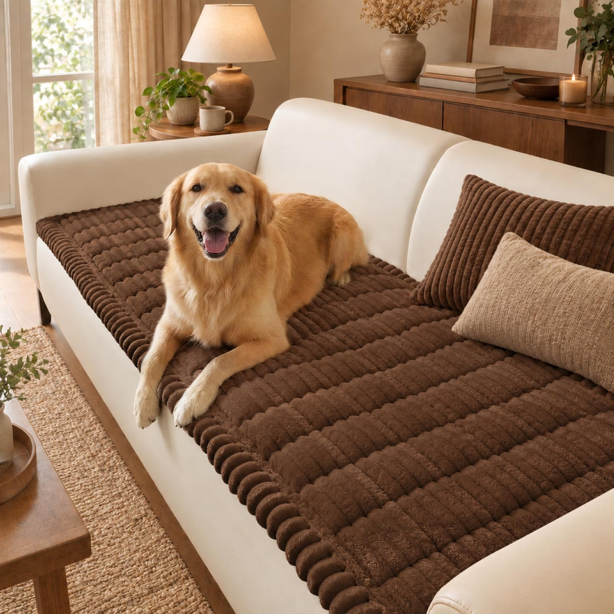 decorUhome Couch Cover for Dogs, Non Slip Fuzzy Thick Pet Sofa Protector