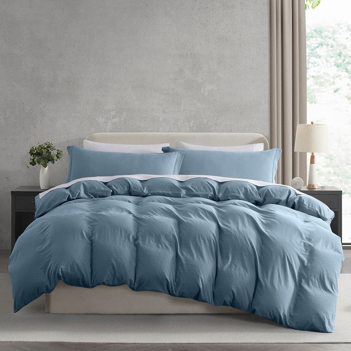 Nestl White Duvet Cover Queen Size - Soft Double Brushed Queen Duvet Cover Set, 3 Piece, with Zipper Closure, 1 Duvet Cover 90x90 inches and 2 Pillow Shams