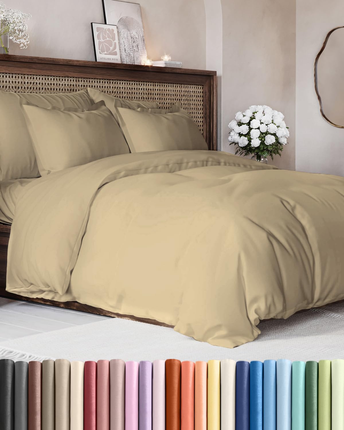 Duvet Cover Queen Size - Extra Soft 3 Piece with Zipper Closure - White
