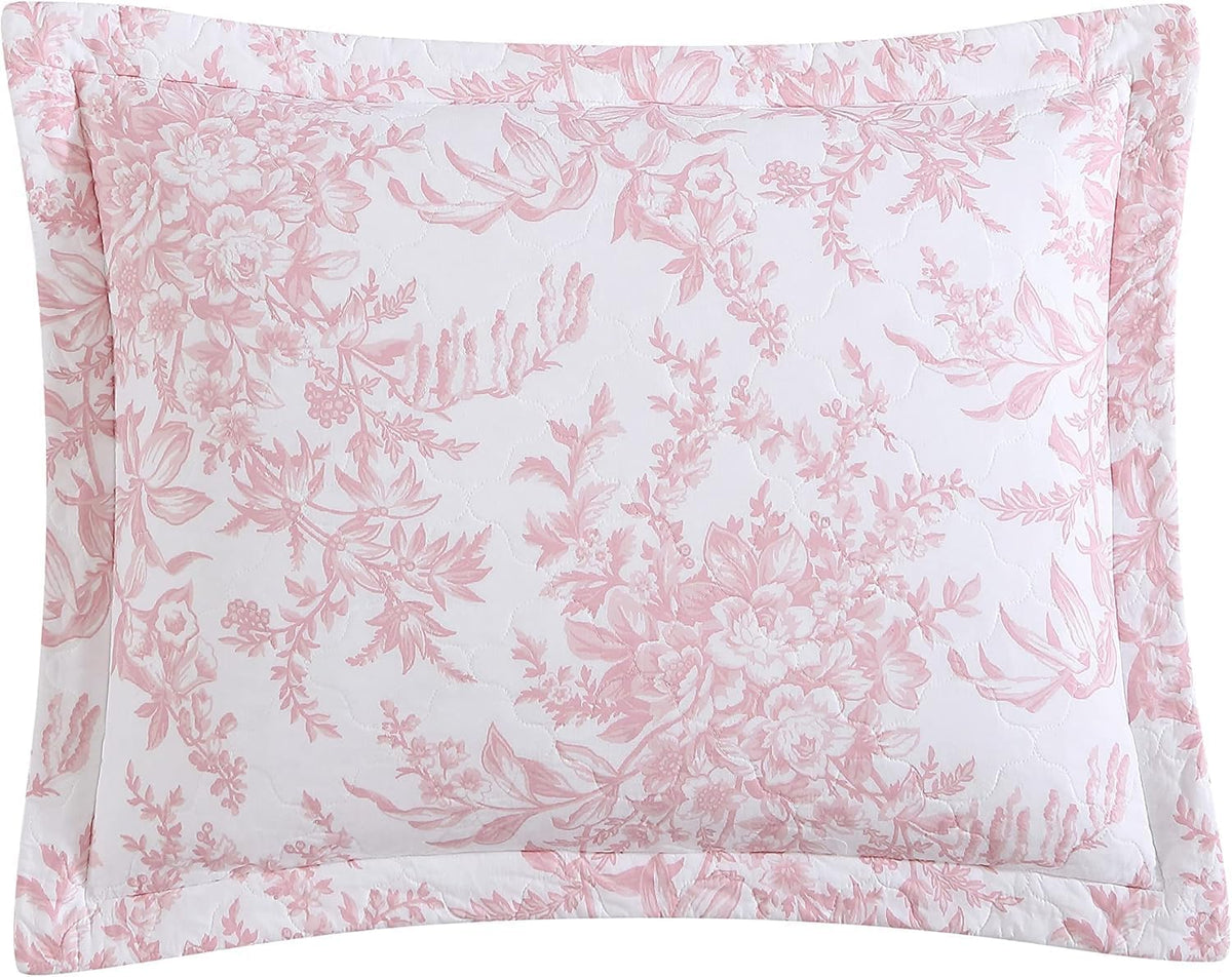 Laura Ashley - Queen Cotton Quilt with Shams, Reversible 3-Piece Bedding