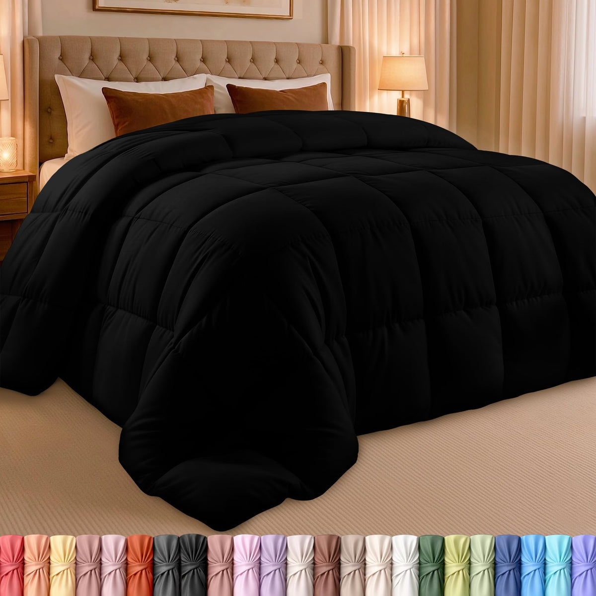 Utopia Bedding Queen Comforter, Duvet Insert, Black, 88 x 88 Inches