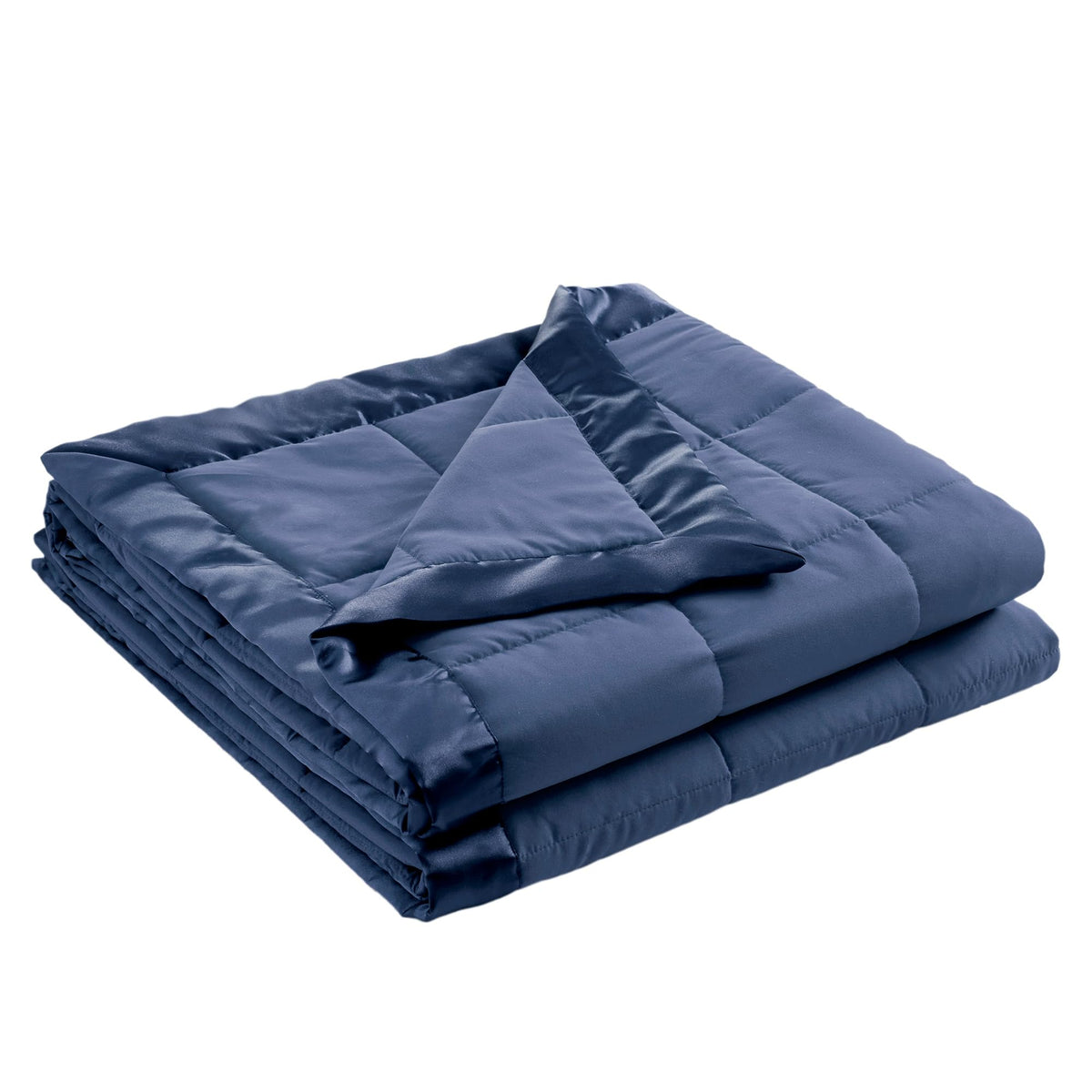 Madison Park Down Alternative Queen Blanket for Bed, Satin Trim, Blue