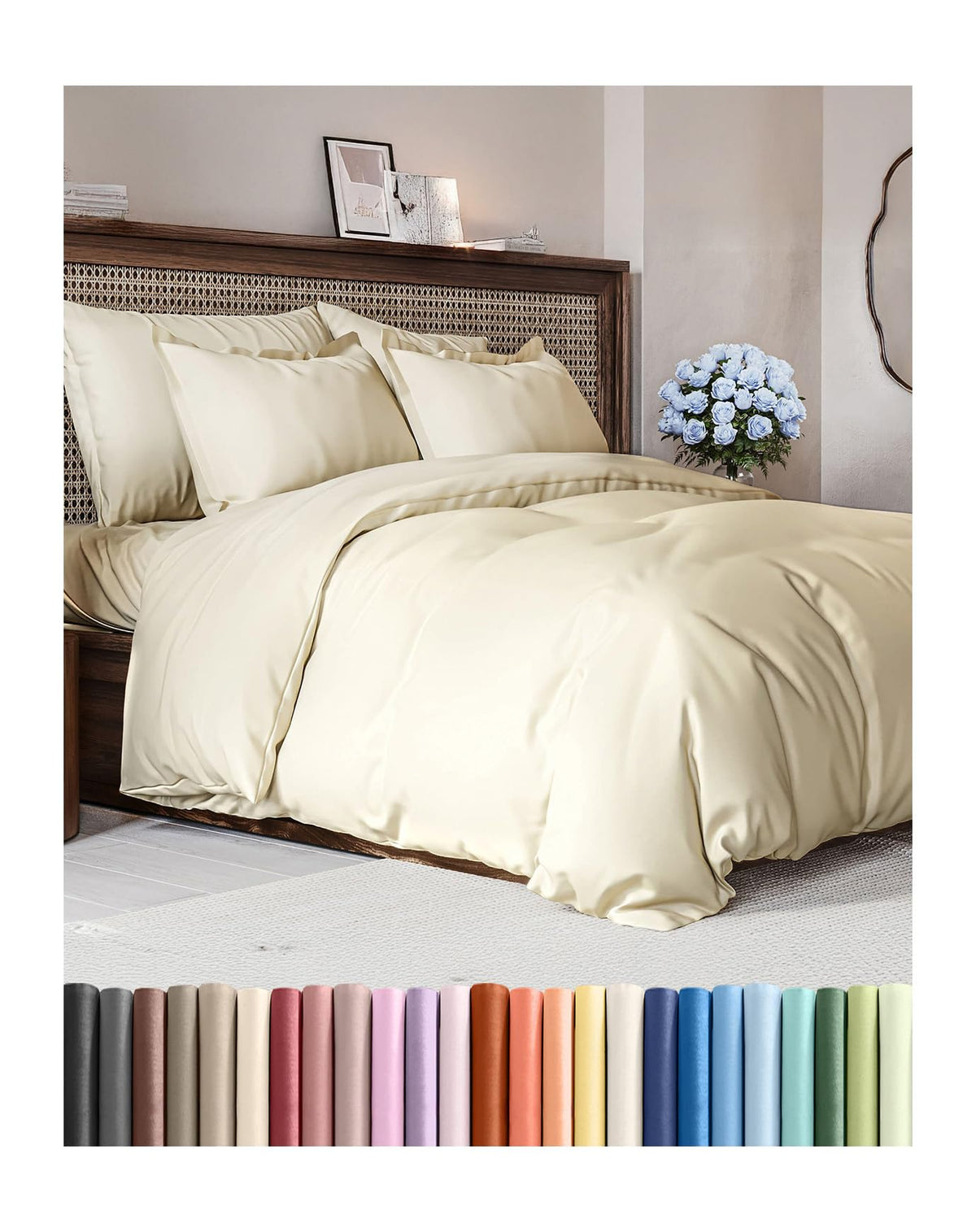 Duvet Cover Queen Size - Extra Soft 3 Piece with Zipper Closure - White