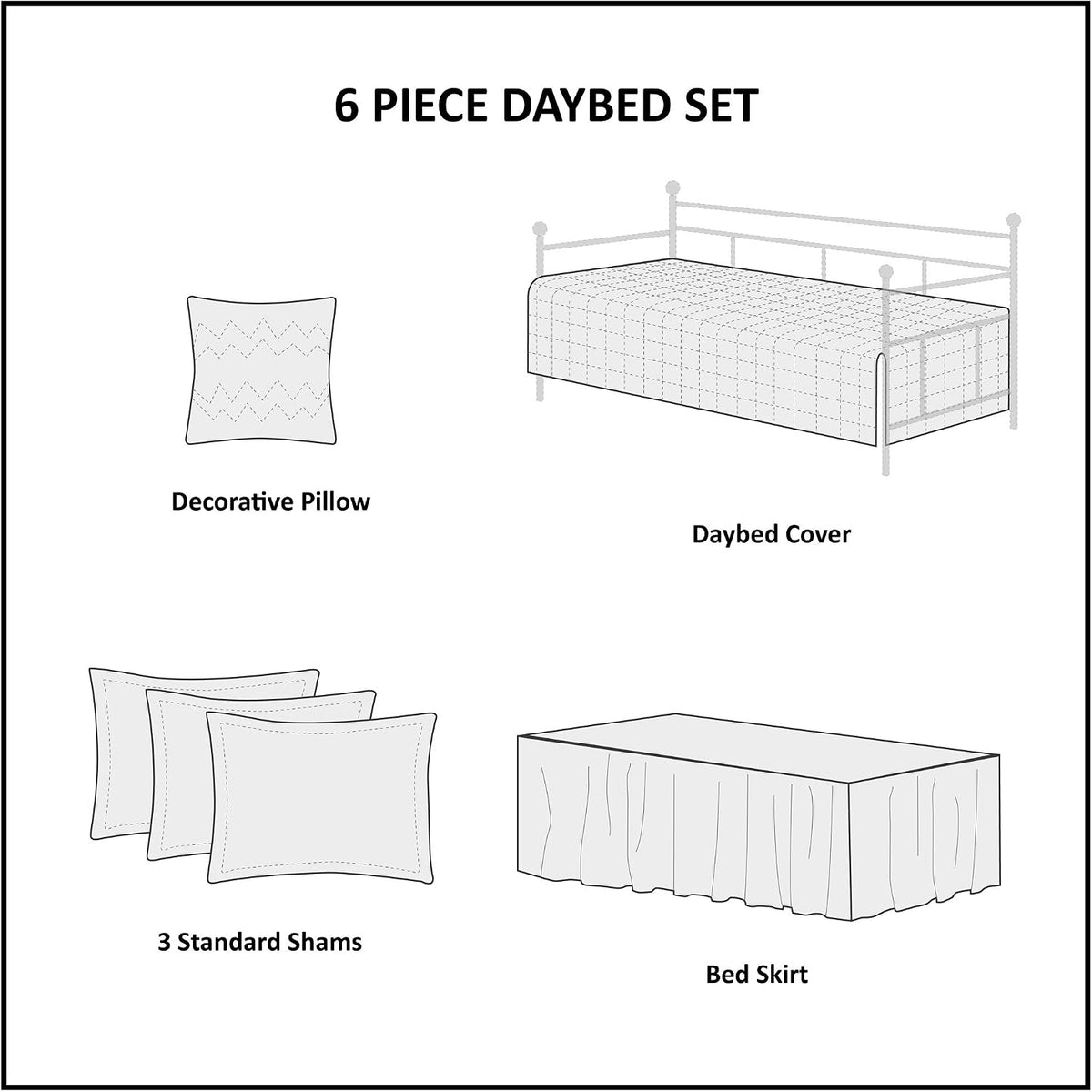 Madison Park Coastal Damask Quilted Daybed Cover Set, 6PC, 39"x75"