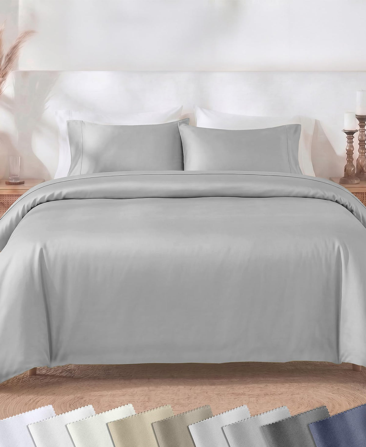California Design Den Luxury Duvet Cover Set King, Striped White