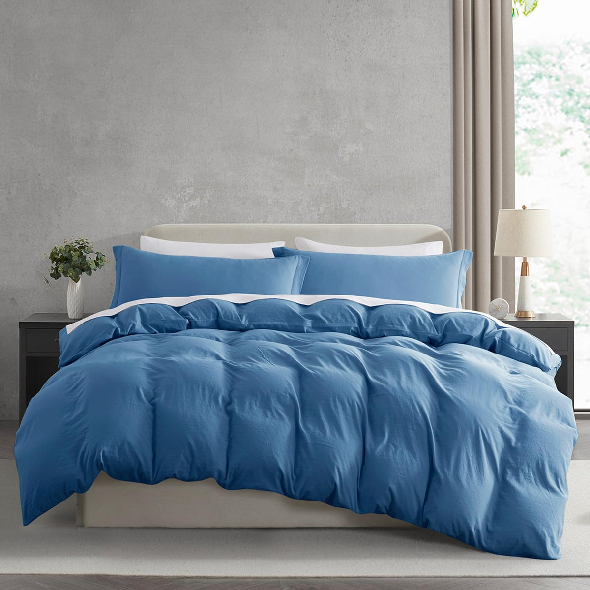 Nestl White Duvet Cover Queen Size - Soft Double Brushed Queen Duvet Cover Set, 3 Piece, with Zipper Closure, 1 Duvet Cover 90x90 inches and 2 Pillow Shams