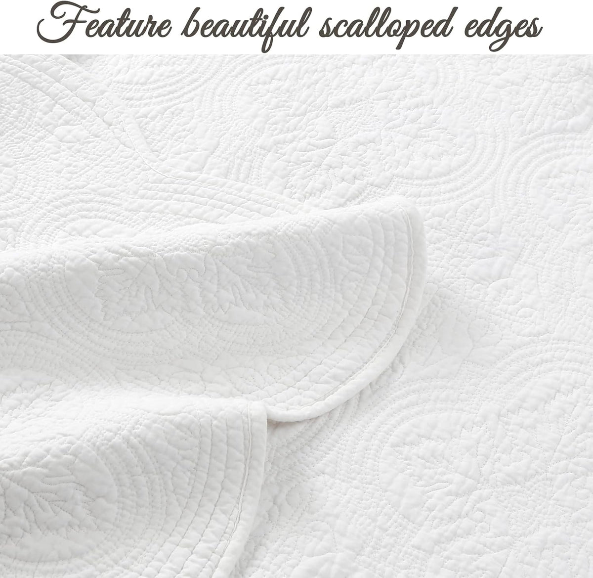 Cozy Line Home Fashions 100% Cotton Victorian Medallion Solid White Matelasse Embossed Bedding Quilt Set, Reversible Lightweight Bedspread, Coverlet for All Season (Blantyre - White, Twin - 2 Piece)