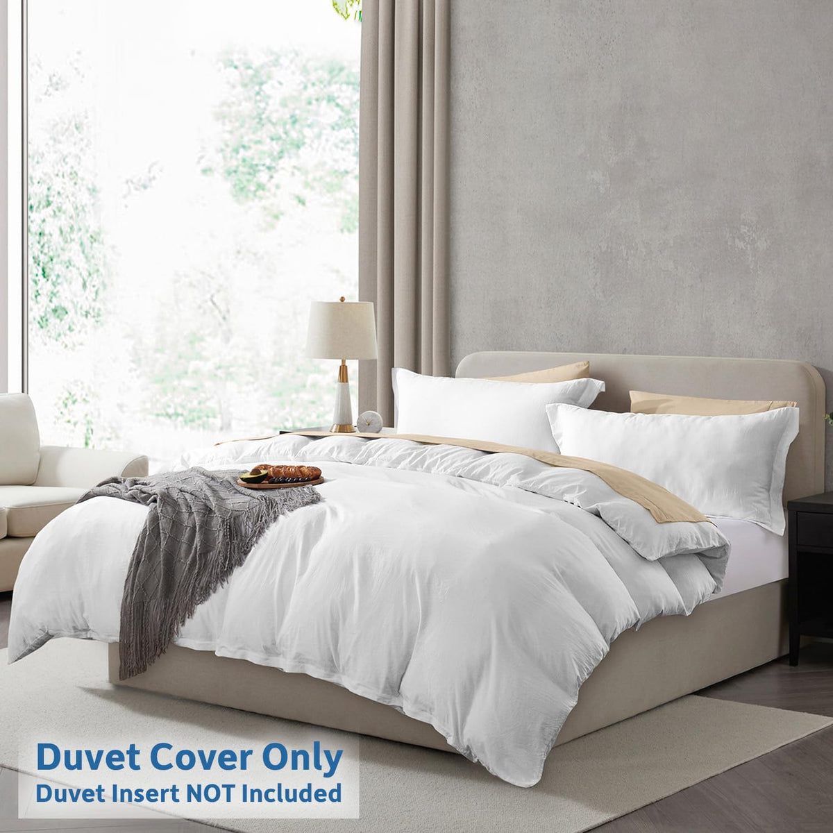 Nestl White Duvet Cover Queen Size - Soft Double Brushed Queen Duvet Cover Set, 3 Piece, with Zipper Closure, 1 Duvet Cover 90x90 inches and 2 Pillow Shams