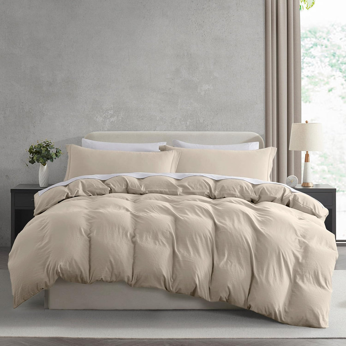 Nestl White Duvet Cover Queen Size - Soft Double Brushed Queen Duvet Cover Set, 3 Piece, with Zipper Closure, 1 Duvet Cover 90x90 inches and 2 Pillow Shams