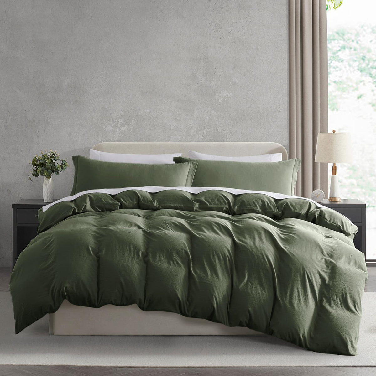 Nestl White Duvet Cover Queen Size - Soft Double Brushed Queen Duvet Cover Set, 3 Piece, with Zipper Closure, 1 Duvet Cover 90x90 inches and 2 Pillow Shams