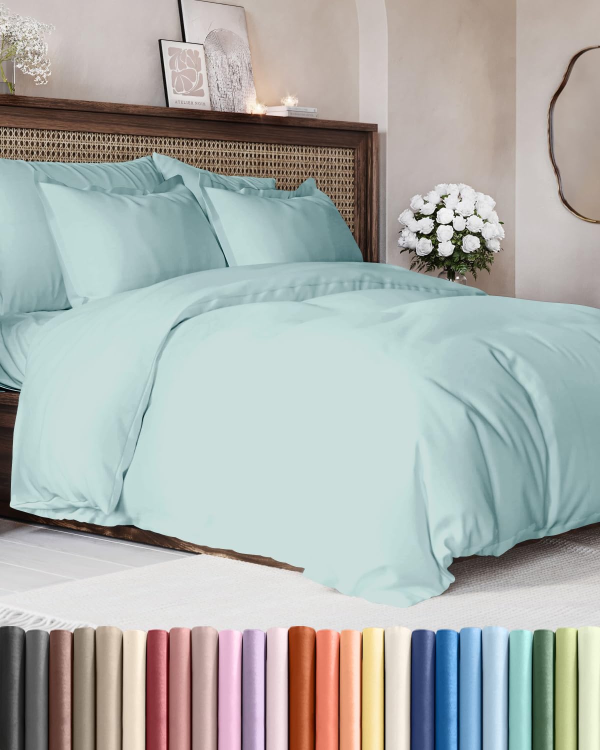 Duvet Cover Queen Size - Extra Soft 3 Piece with Zipper Closure - White