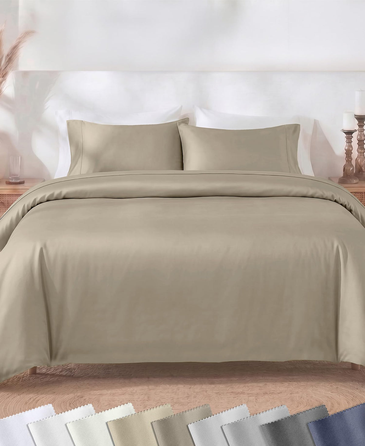 California Design Den Luxury Duvet Cover Set King, Striped White