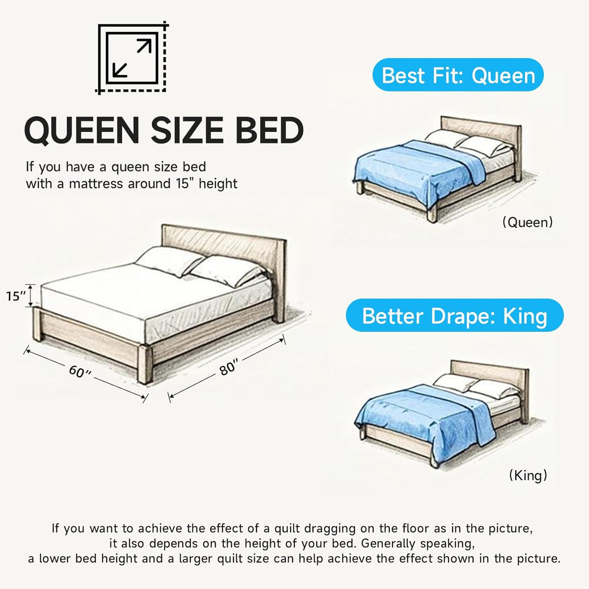 Lavsiry White Quilt Full/Queen Size, 3 Pieces Bedspread Set