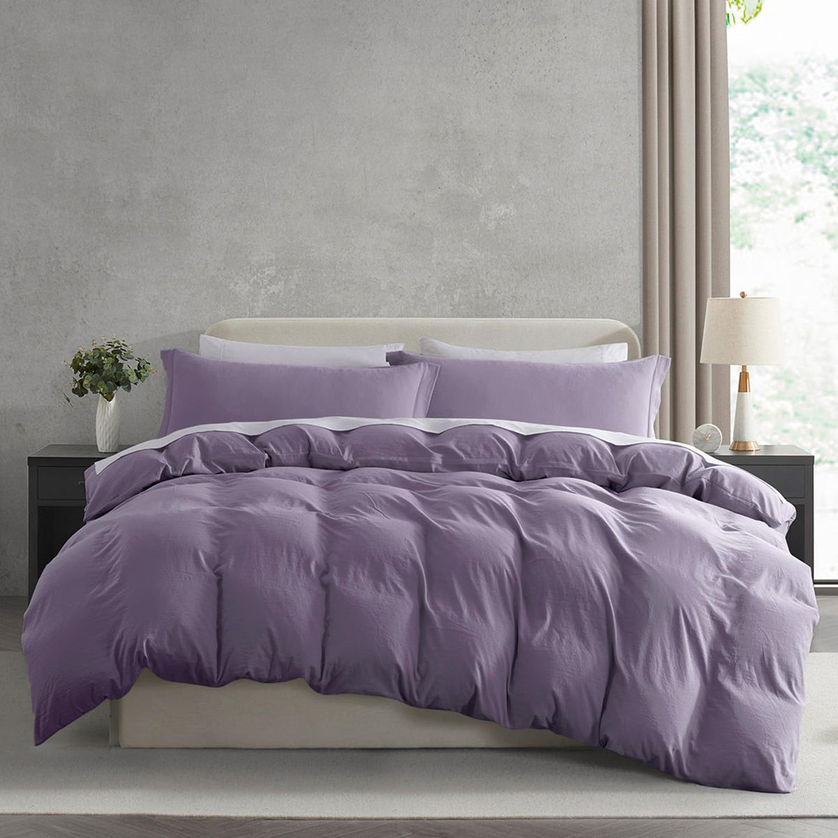 Nestl White Duvet Cover Queen Size - Soft Double Brushed Queen Duvet Cover Set, 3 Piece, with Zipper Closure, 1 Duvet Cover 90x90 inches and 2 Pillow Shams