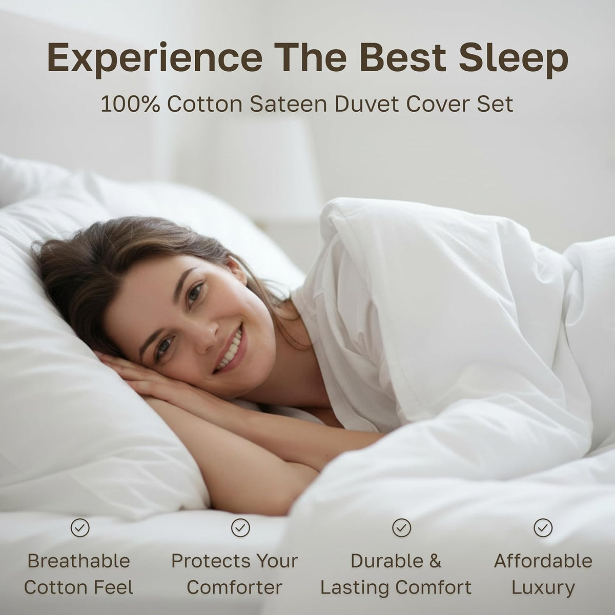 California Design Den Luxury Duvet Cover Set King, Striped White